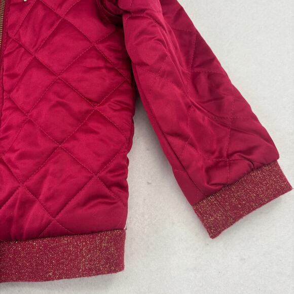 Disney Tutu Couture Bomber Jacket Girl's 7/8 Pink Quilted Embroidered Patches - Picture 6 of 8